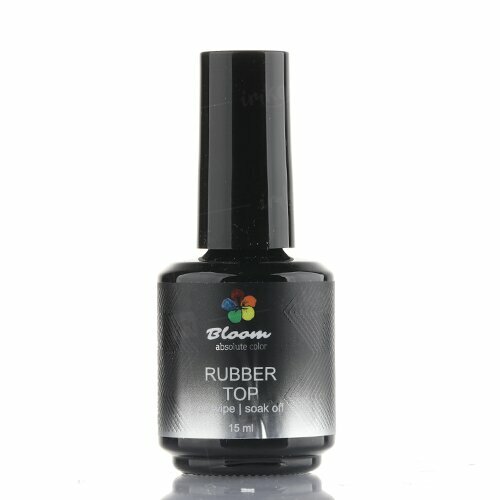 Bloom, Rubber Top No Wipe - Суперглянцевый топ для гель-лака, без липкого слоя (15 мл)