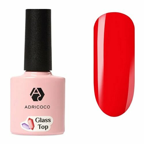 ADRICOCO, Glass Top - Закрепитель для гель-лака витражный (красный, 8 мл)