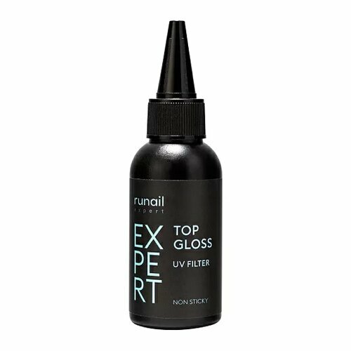 ruNail Expert, Top Gloss Non Sticky - Топ глянцевый с УФ-фильтром без л/с №118 (50 мл)