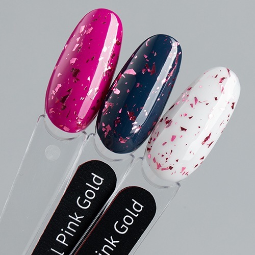 Monami, Top Super Shine Potal Pink Gold - Топ без липкого слоя с поталью (8 г)