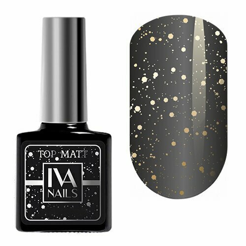 IVA Nails, Asti Gold - Матовый топ с глиттером без липкого слоя (8 ml)